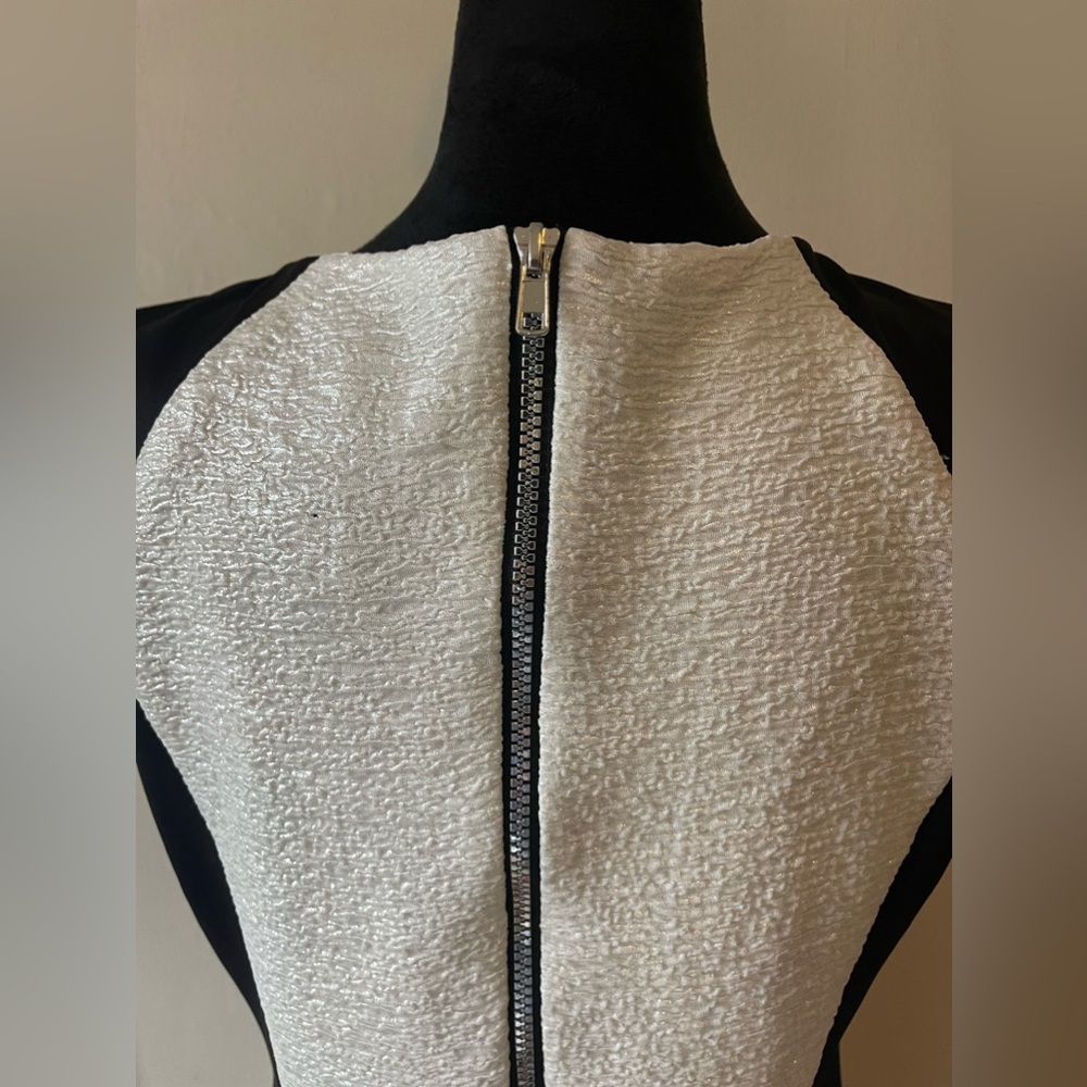 JAX black/soft white contrast dress, w/ cutout neckline, size 10, like new - Picture 6 of 7